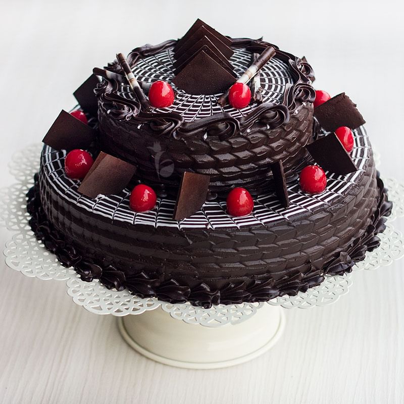 2-Tier Choco Truffle Cake with Side View